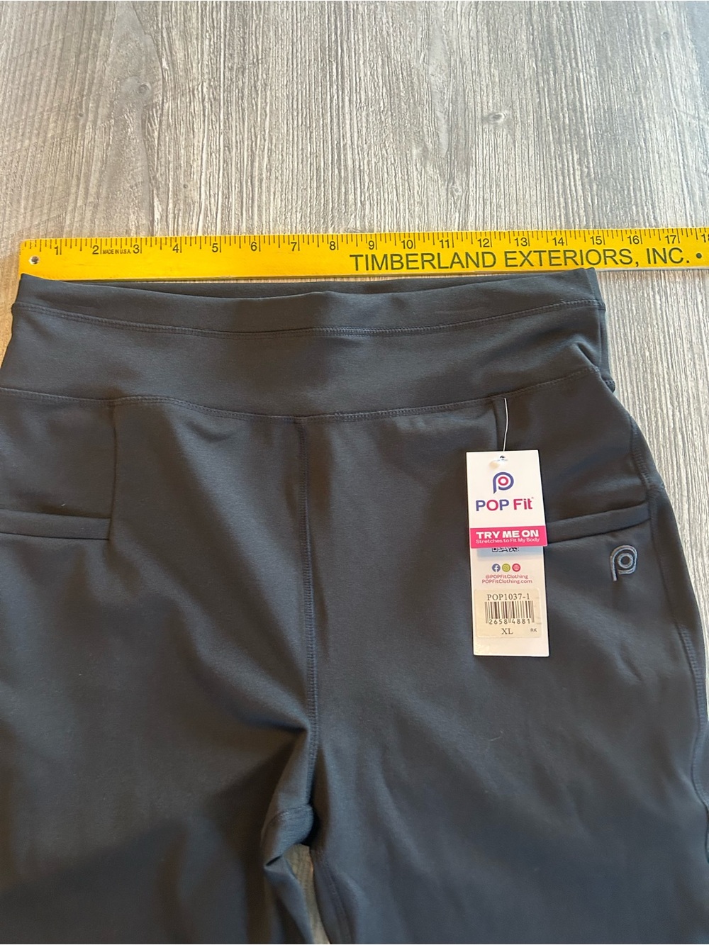 Pop Fit Women High Waisted Cropped Leggings Black XL Pockets Athleisure Gym New. - Picture 9 of 14